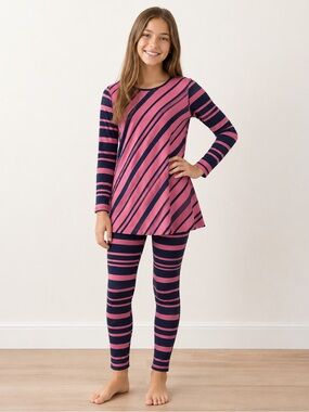 Girls Maggie Breen too Pink Striped Long Sleeve Pajama Set
